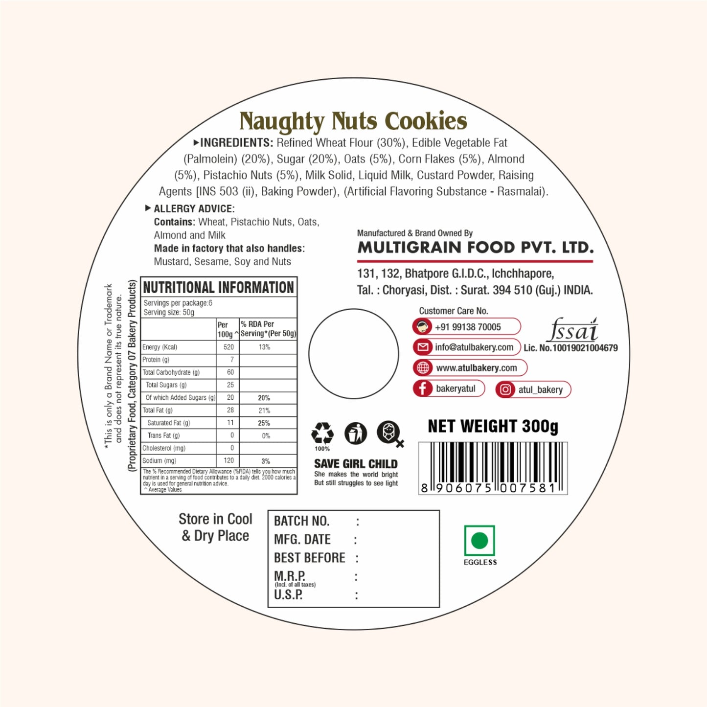 Jar Naughty Nuts Cookies 300g
