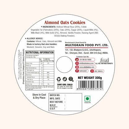 Jar Almond Oats Cookies 300g